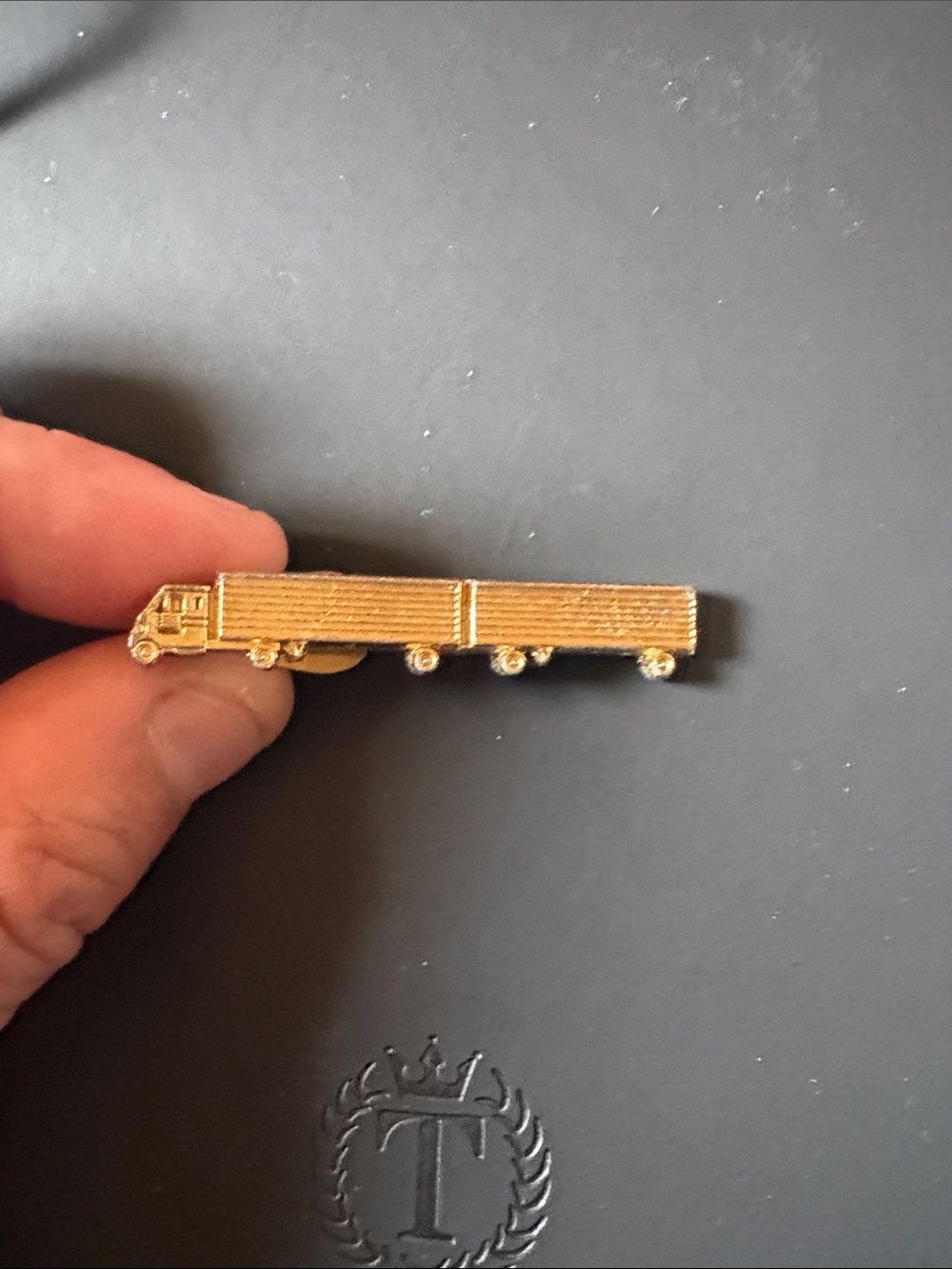Gold-Tone Semi Truck Lapel Pin - Men Accessories